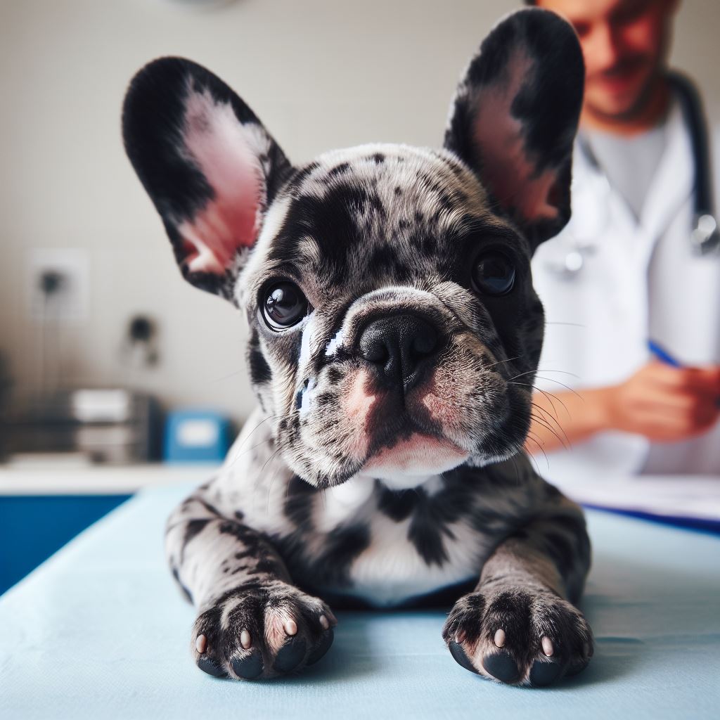 Merle French Bulldog at Vet